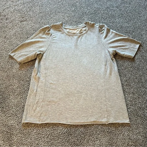 FOR THE REPUBLIC S Gray Puff Sleeve Lightweight Short Sleeve Sweatshirt R $58 - Picture 5 of 11